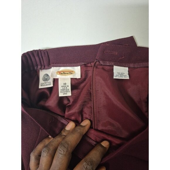 Talbots Women's Size 10  2-Piece Set Burgundy Lacey Blouse And Wool Skirt Set - Picture 10 of 16